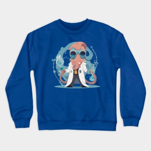 crazy scientist octopus Crewneck Sweatshirt